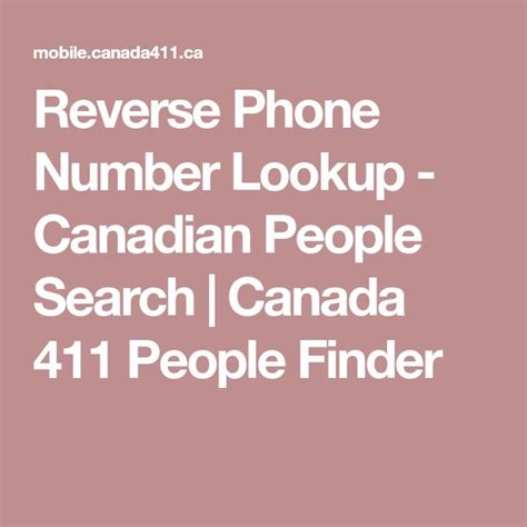 411 Reverse Phone Number Lookup Canada